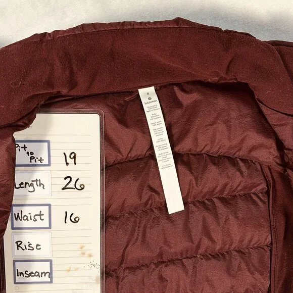 Lululemon Womens Vest Down For It All Goose Down Vest Size 8 D.Red 700 Fill $148 - Picture 9 of 13
